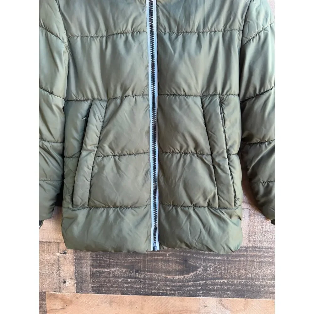 Michael Kors Girls Size 8 Olive Green Hooded Puffer Jacket Winter Coat